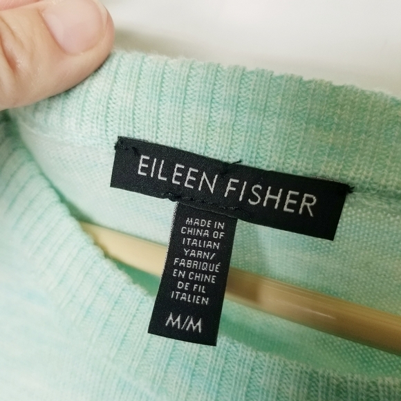 Eileen Fisher NWOT  Merino Wool Mint Knit Side Slits Size Medium - Picture 5 of 9